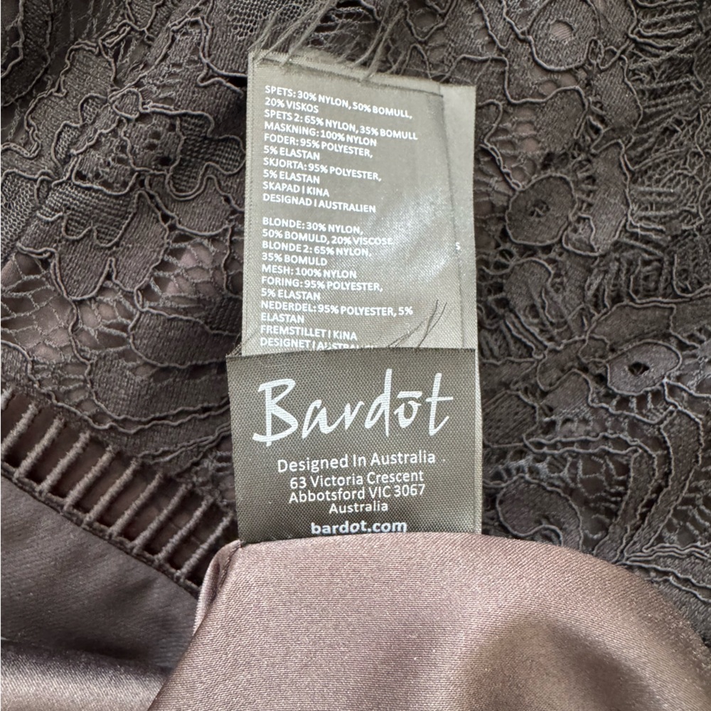 Bardot Faedra Black Lace Long Sleeve Pencil Cocktail Midi Dress. Size 6. - Picture 7 of 9